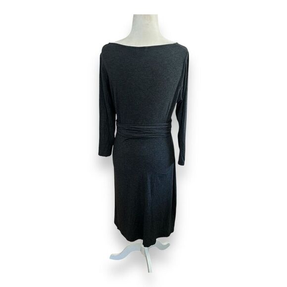 Boden Emma Dress A-Line Soft Knit Twist Front Knot Detail Gray Size 8L - Picture 4 of 13